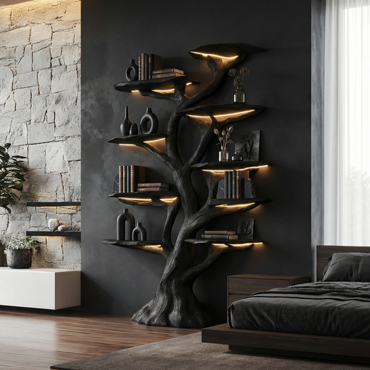 Wooden Tree Bookshelf Rustic Custom Display Gift