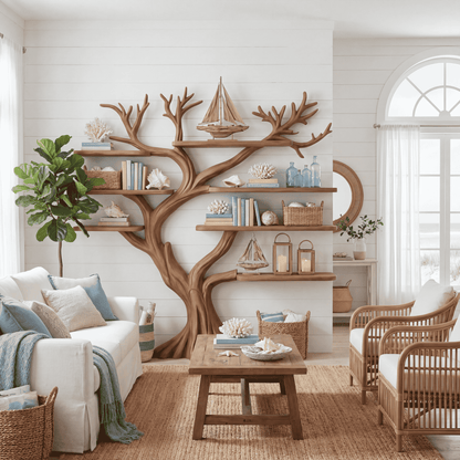 Rustic Tree Bookcase Entryway Halloween