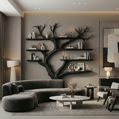 Rustic Tree Bookcase Entryway Halloween