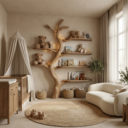 Midcentury Tree Bookcase Nursery Bedroom