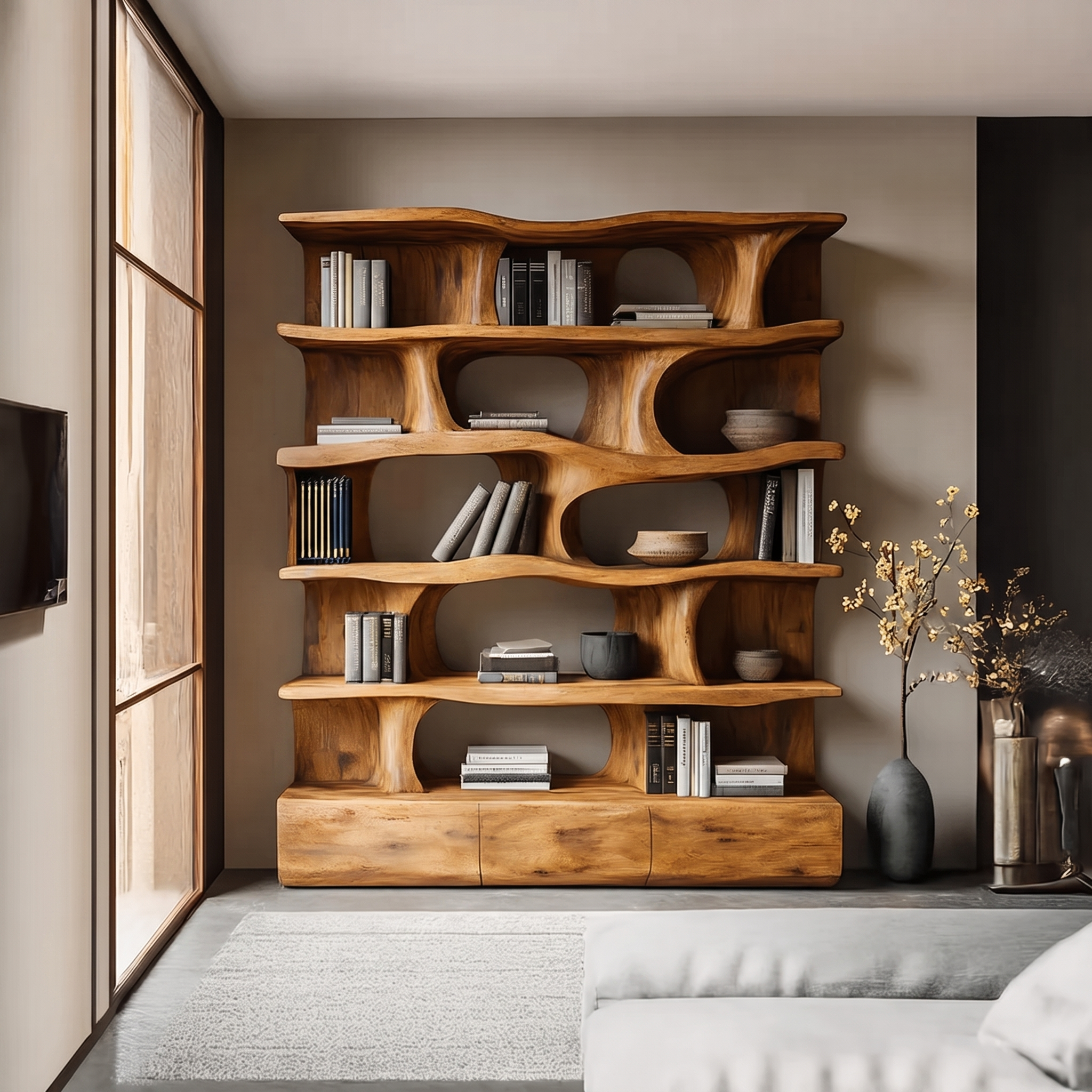 Modern Bookshelf Wall Storage Living Room