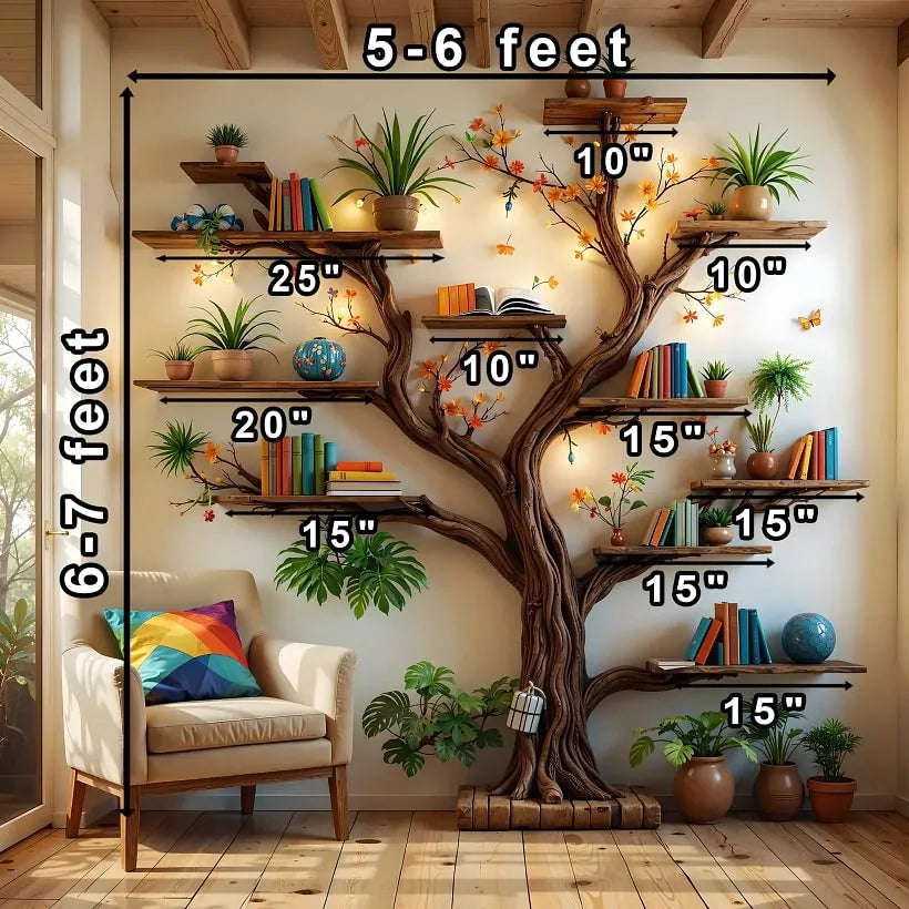 Nature Wood Tree-Shaped Bookshelf