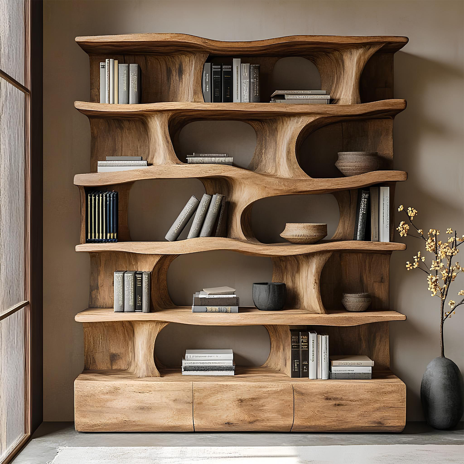 Modern Bookshelf Wall Storage Living Room