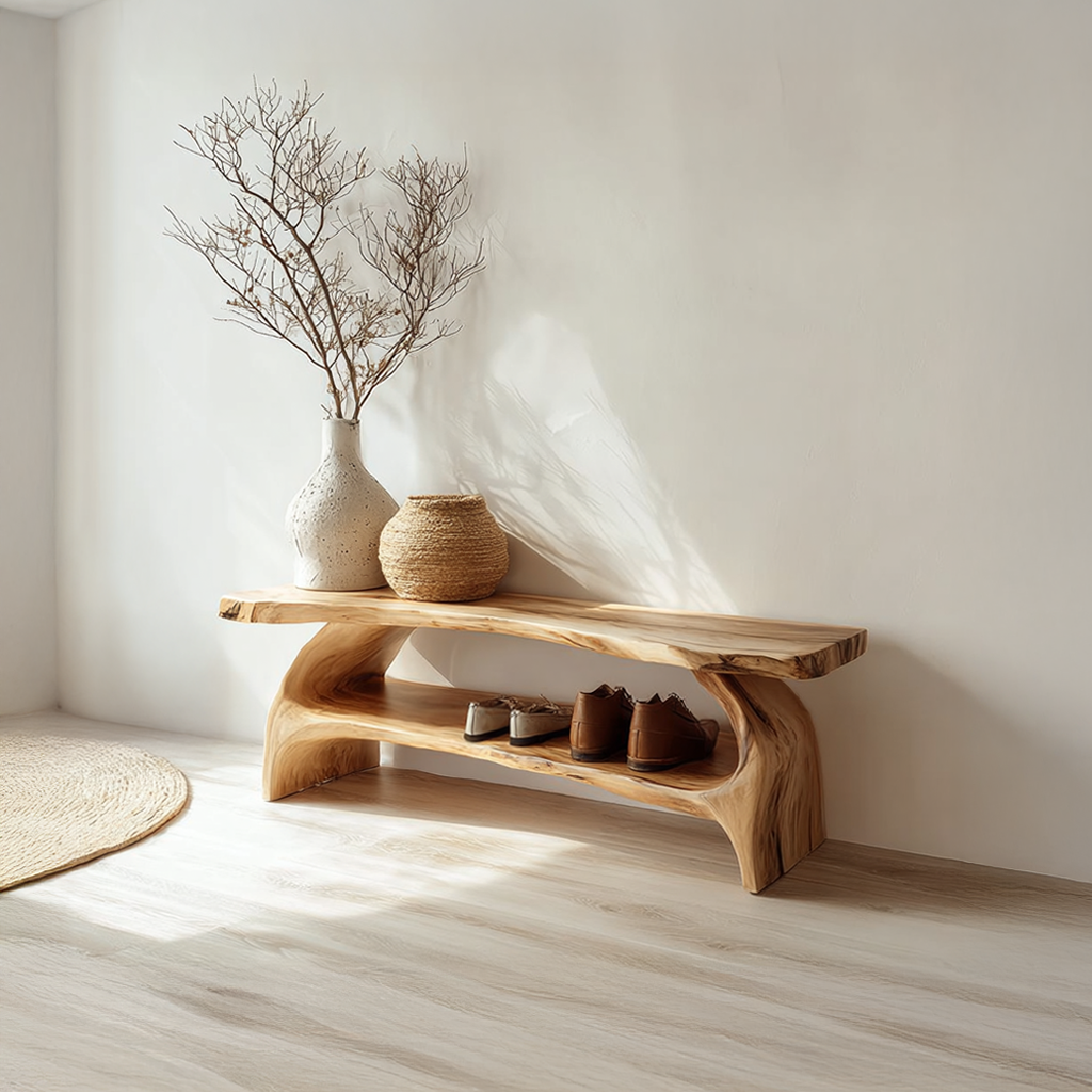 Rustic Entryway Shoe Bench Living Room