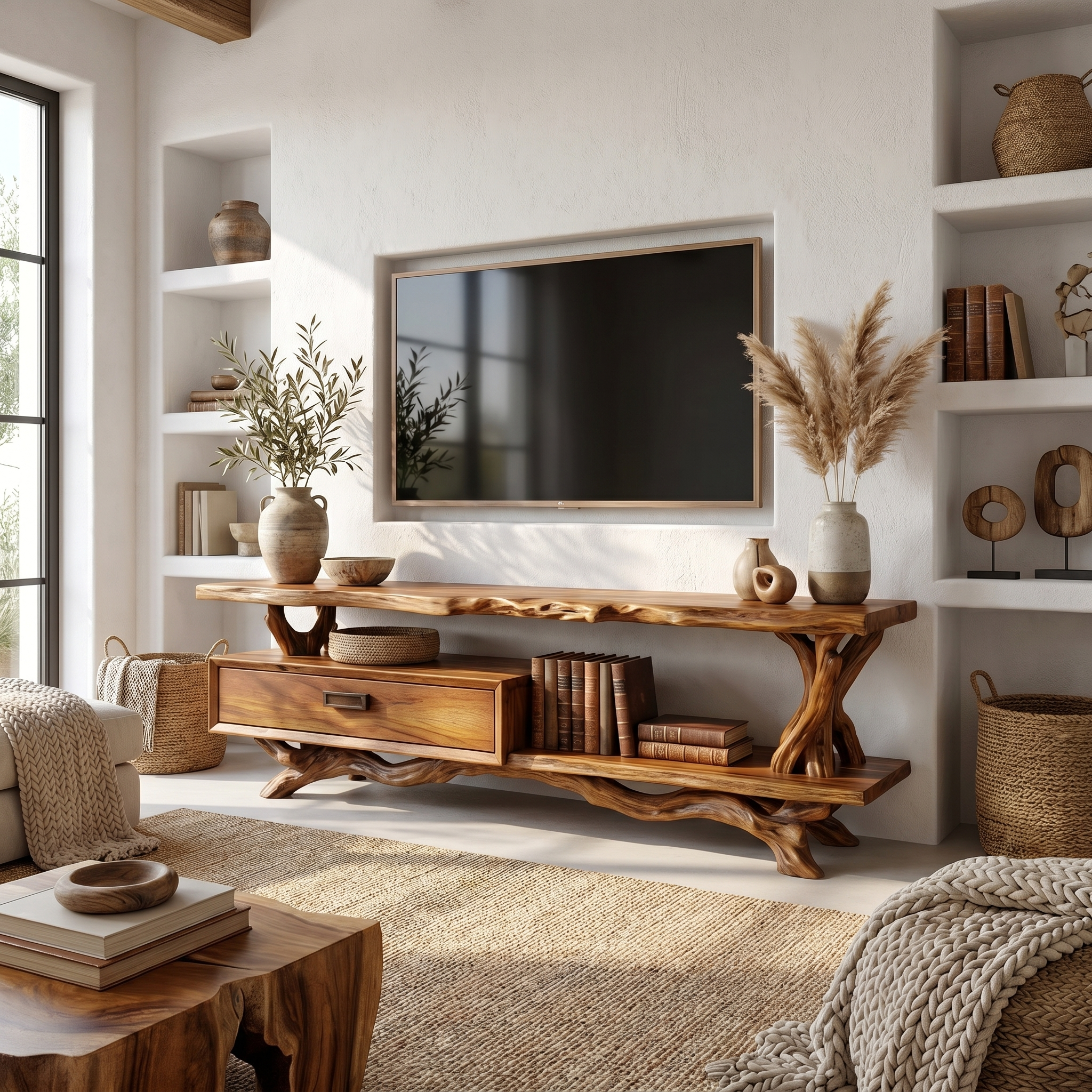 Rustic Live Edge TV Cabinet Living Room