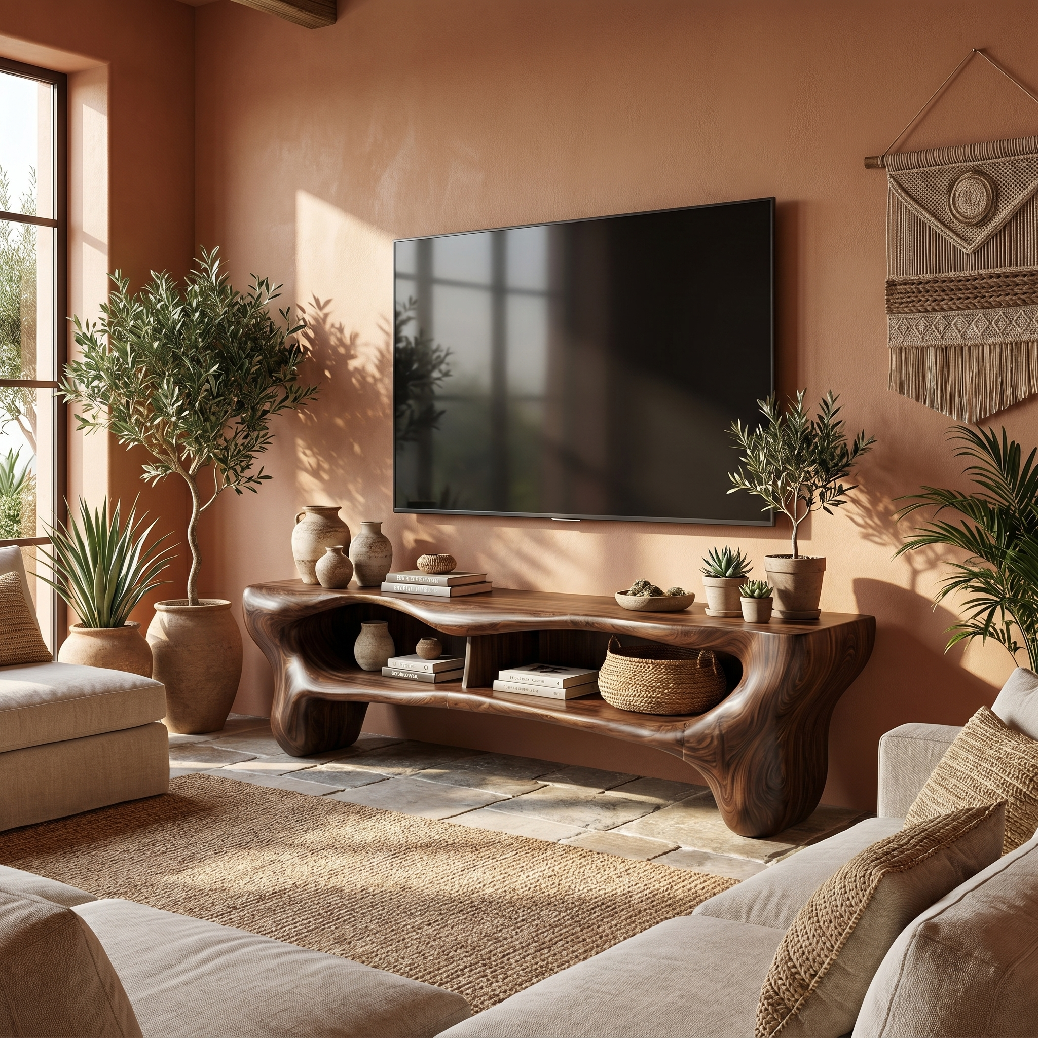 Rustic Christmas TV Cabinet Festive Living Room