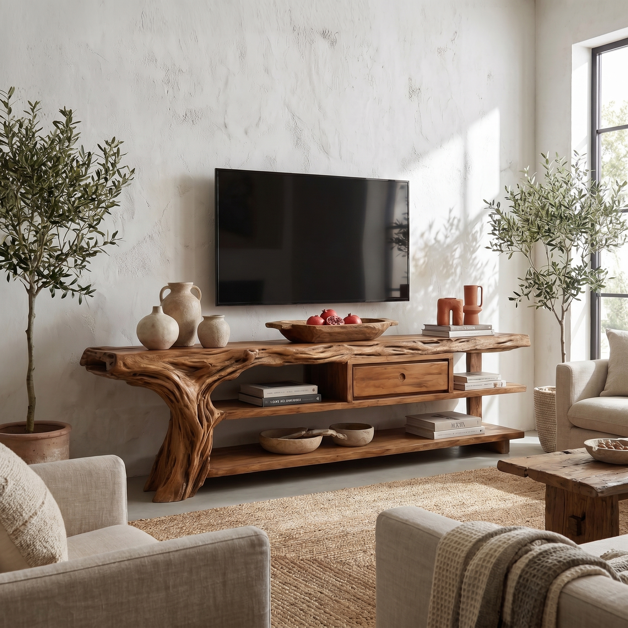 Rustic TV Stand Console For Living Room And Family Area