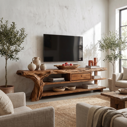 Rustic TV Stand Console For Living Room And Family Area