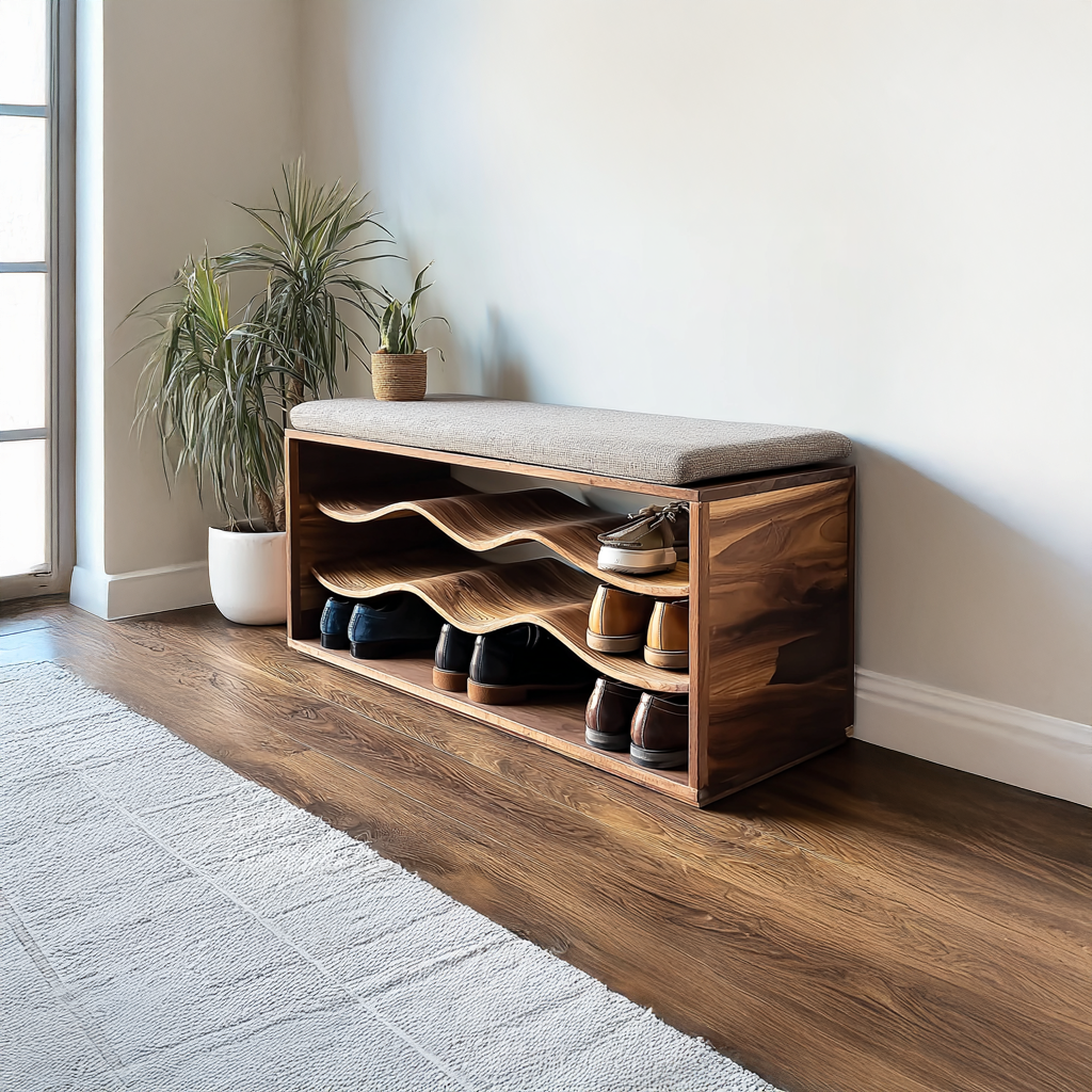 Midcentury Shoe Rack Bench Entryway