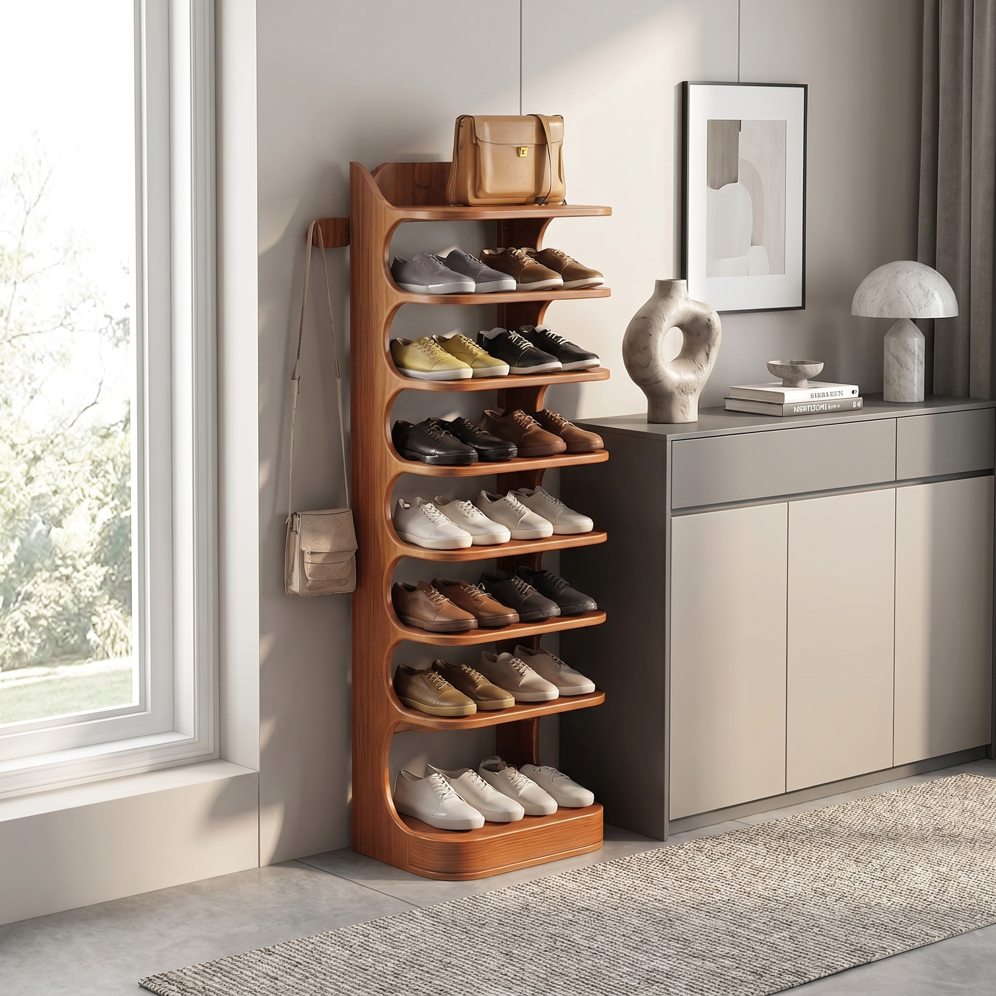 Custom Shoe Rack Solid Wood Decor Home Gift