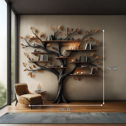 Rustic Halloween Tree Bookshelf Bedroom Wall Display