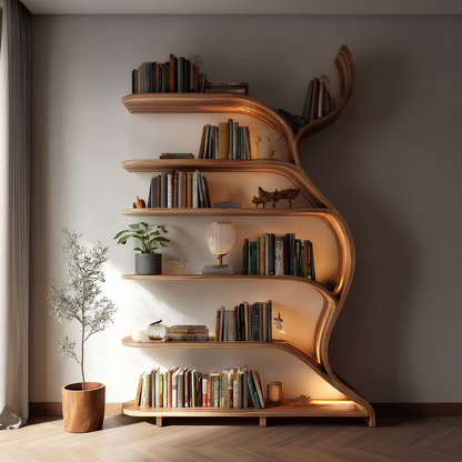 Tree Branch Bookshelf Solid Wood Farmhouse Wall Gift