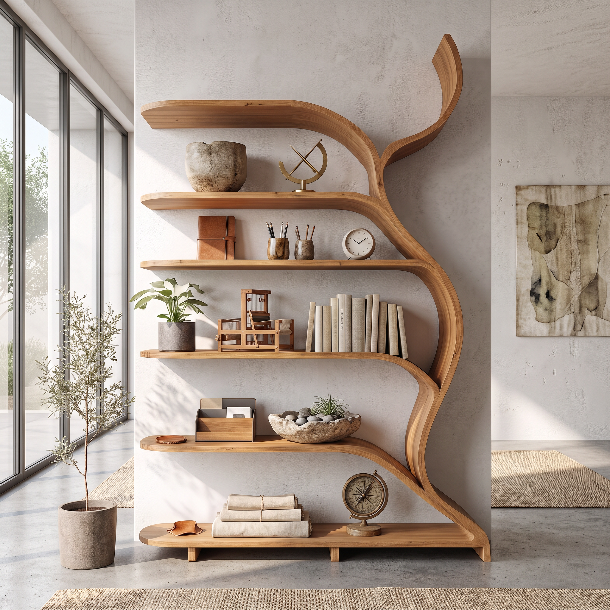 Tree Branch Bookshelf Solid Wood Farmhouse Wall Gift