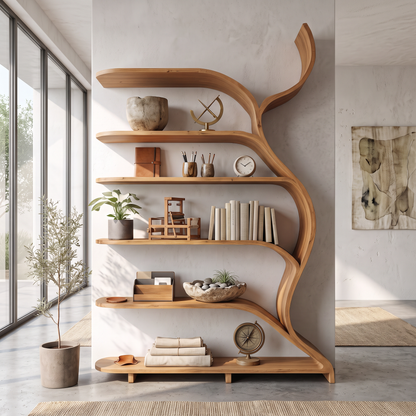 Tree Branch Bookshelf Solid Wood Farmhouse Wall Gift