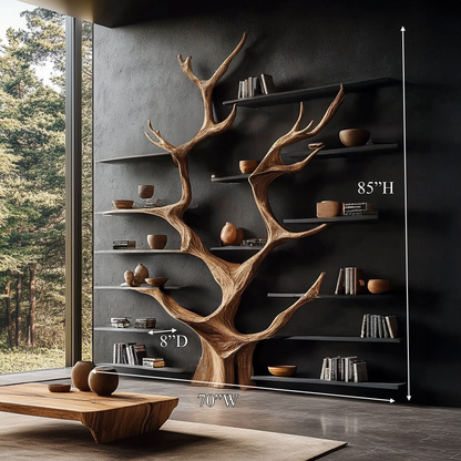 Sculptural Tree Bookcase - Artisan Tree-Inspired Wall Unit