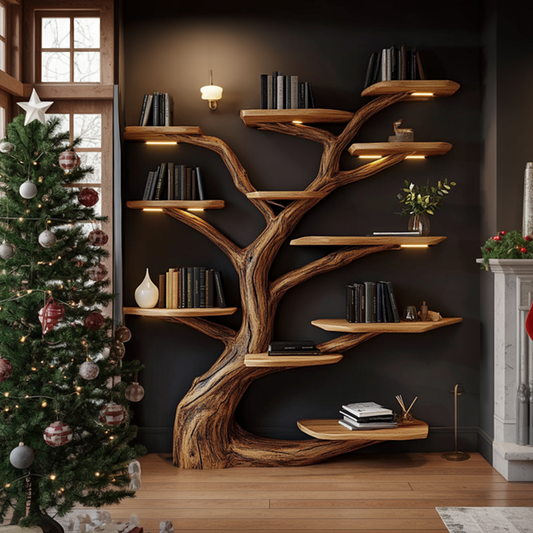 Rustic Tree Shelf Christmas Holiday Living Room