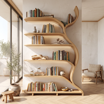 Tree Branch Bookshelf Solid Wood Farmhouse Wall Gift