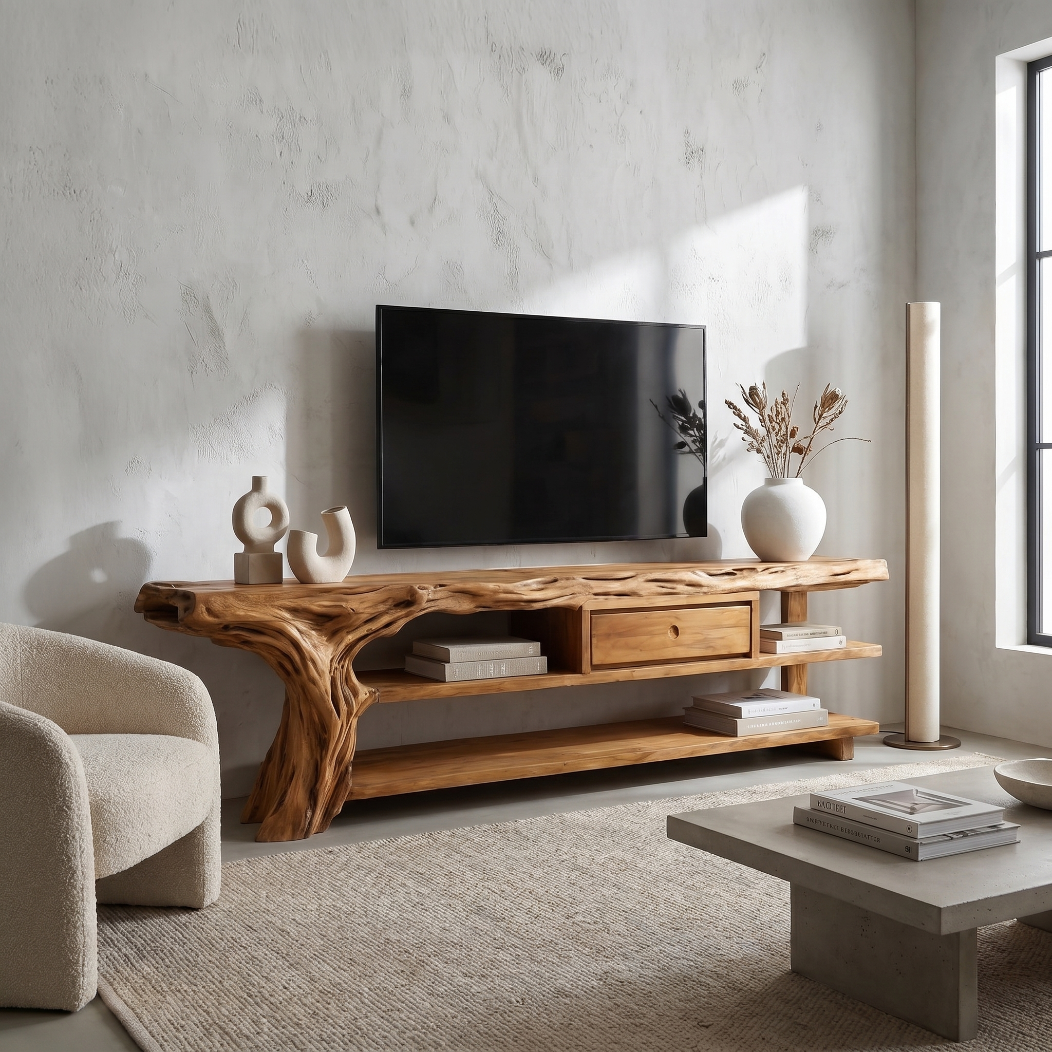 Rustic TV Stand Console For Living Room And Family Area