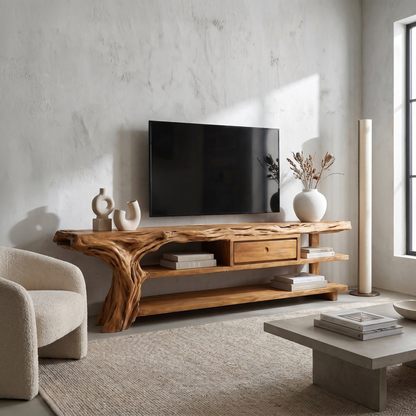 Rustic TV Stand Console For Living Room And Family Area