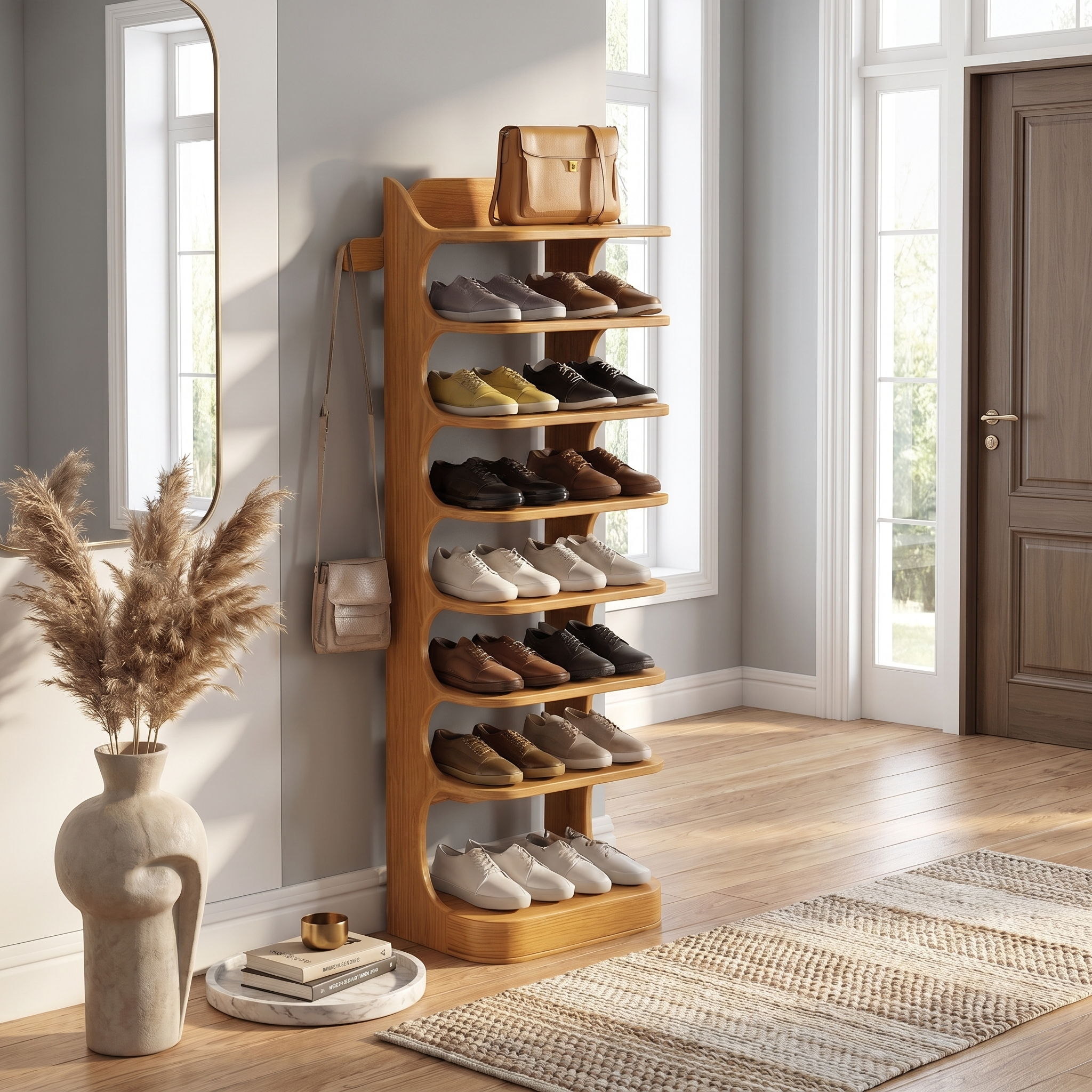 Custom Shoe Rack Solid Wood Decor Home Gift