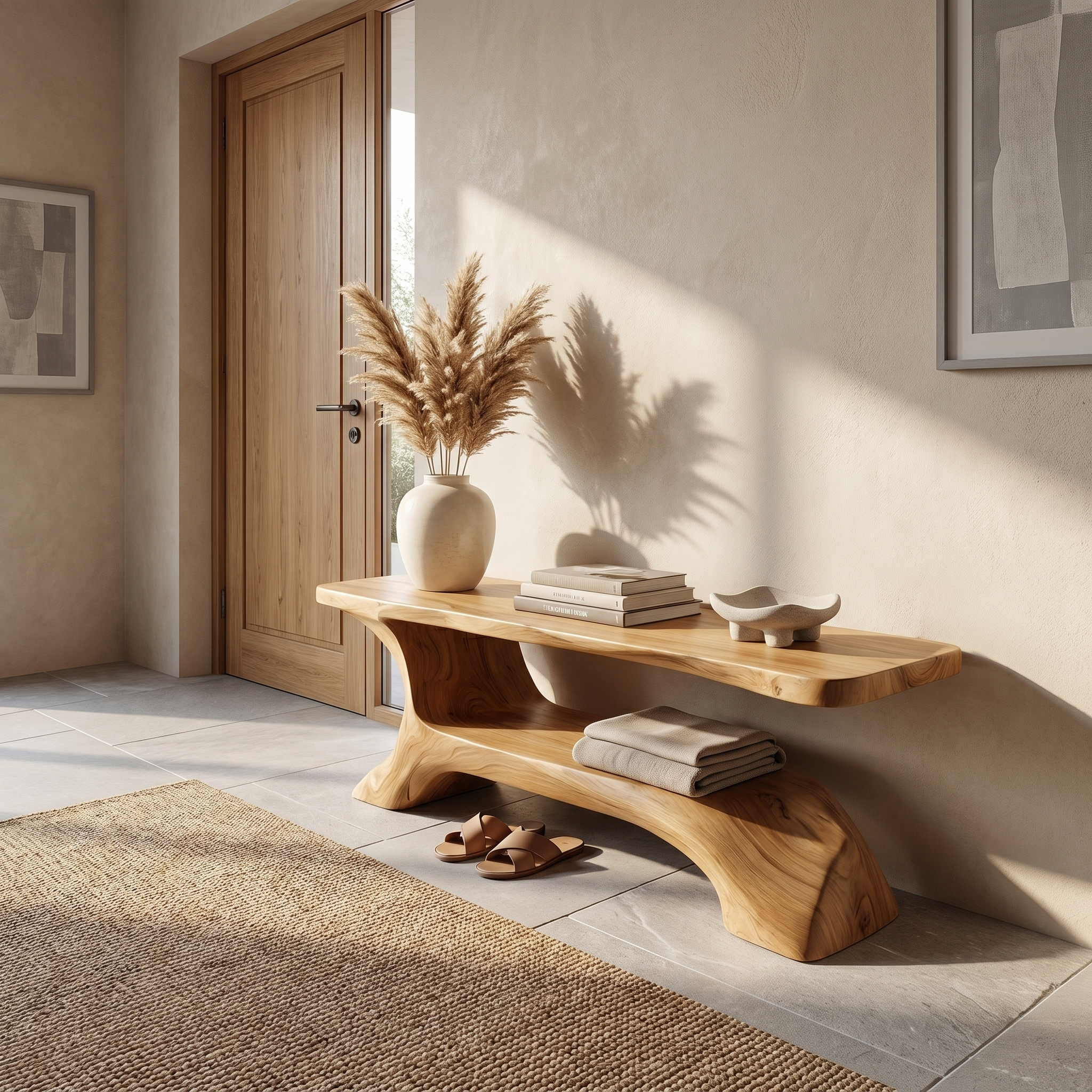 Rustic Shoe Bench Hallway Living Room Entryway