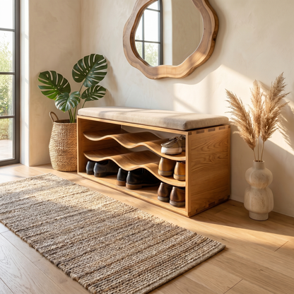 Midcentury Shoe Rack Bench Entryway