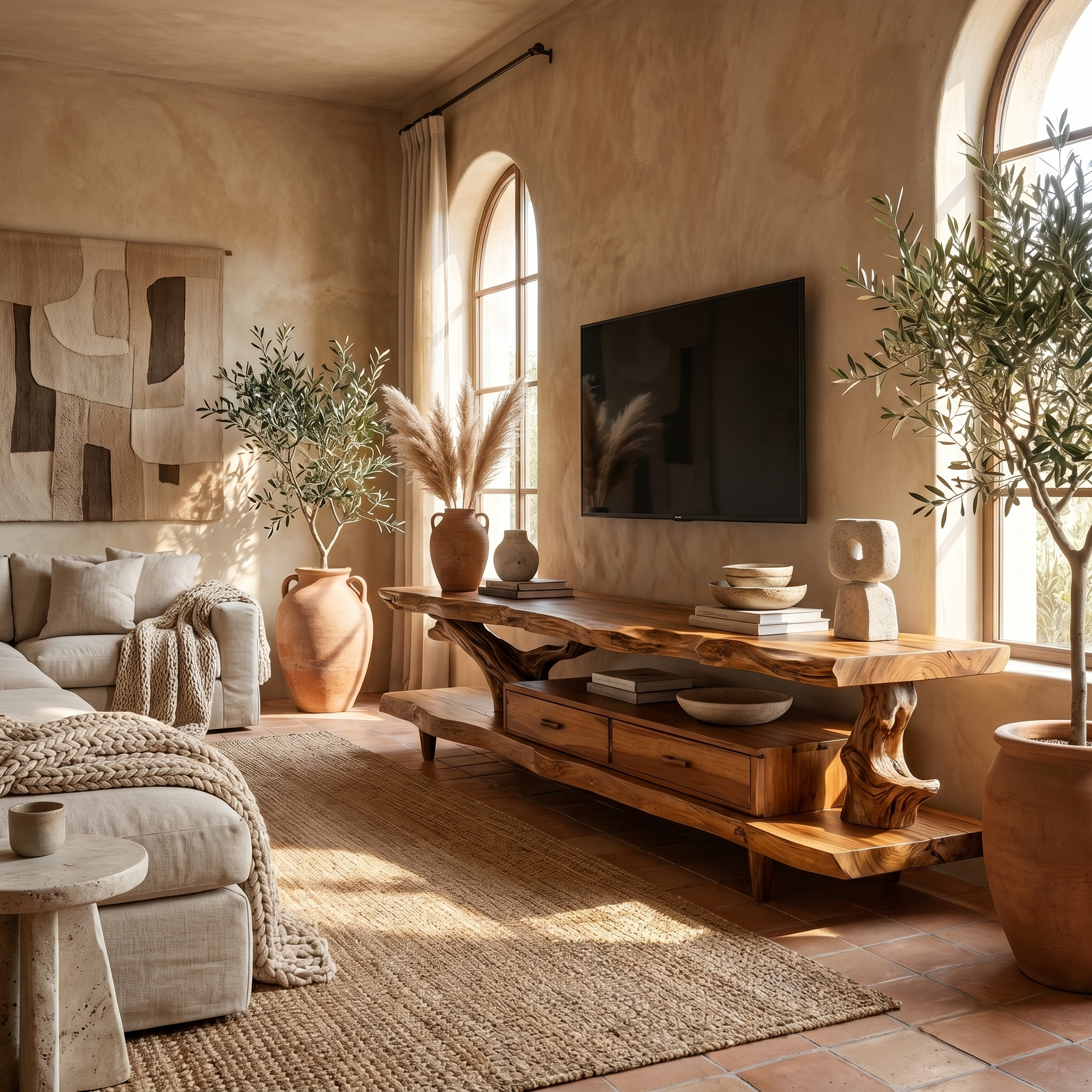 Rustic TV Console Table For Living Room And Interior Design