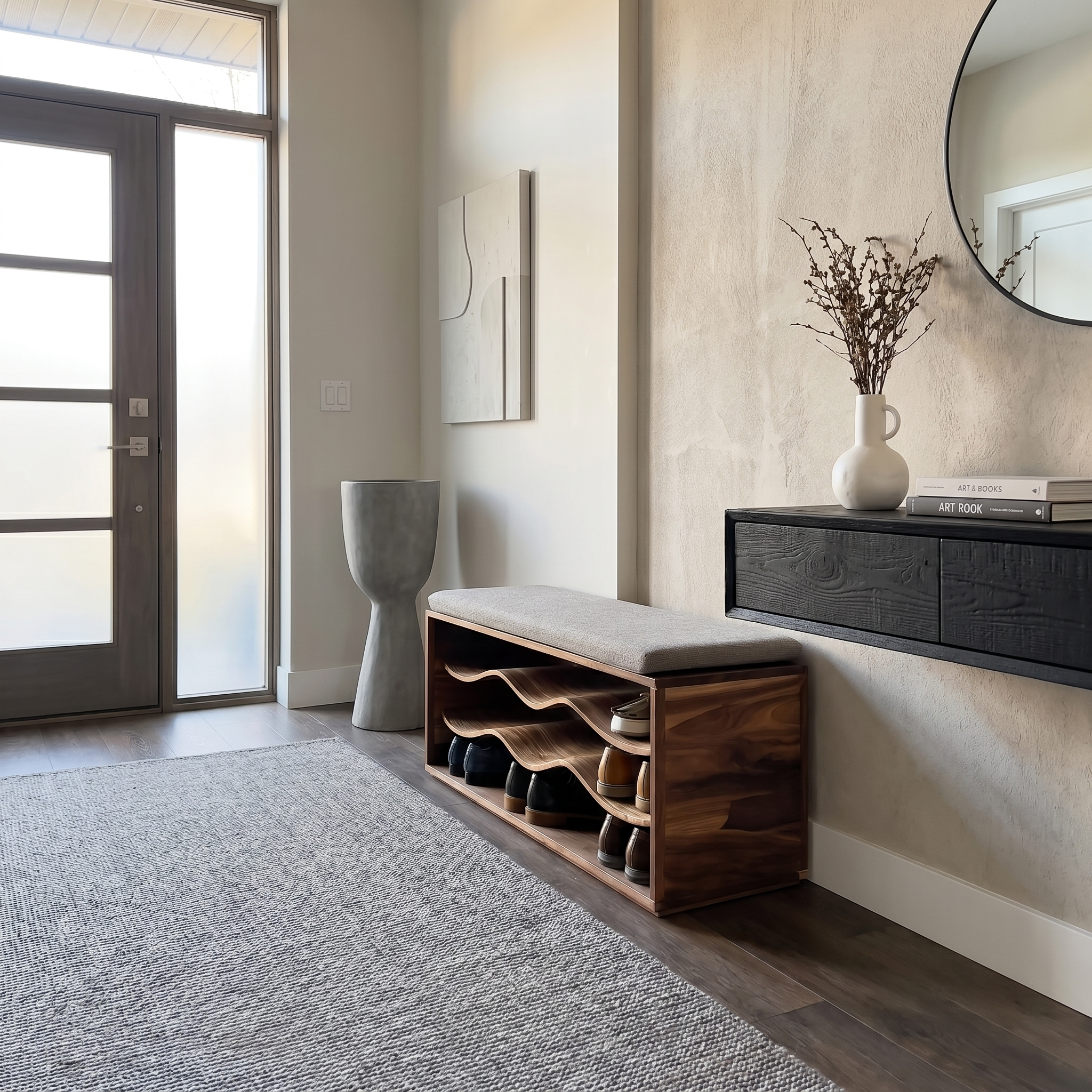 Midcentury Shoe Rack Bench Entryway