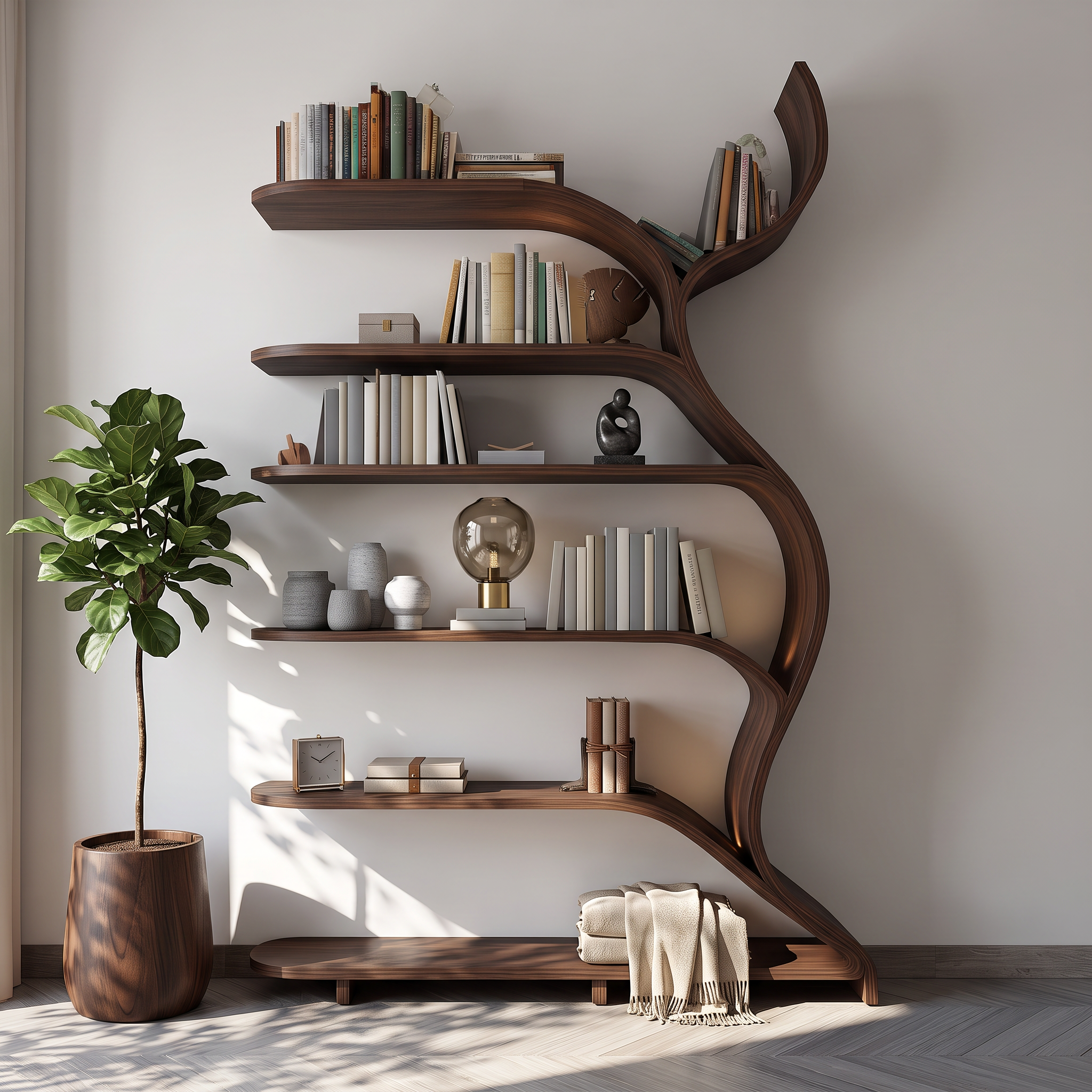 Tree Branch Bookshelf Solid Wood Farmhouse Wall Gift