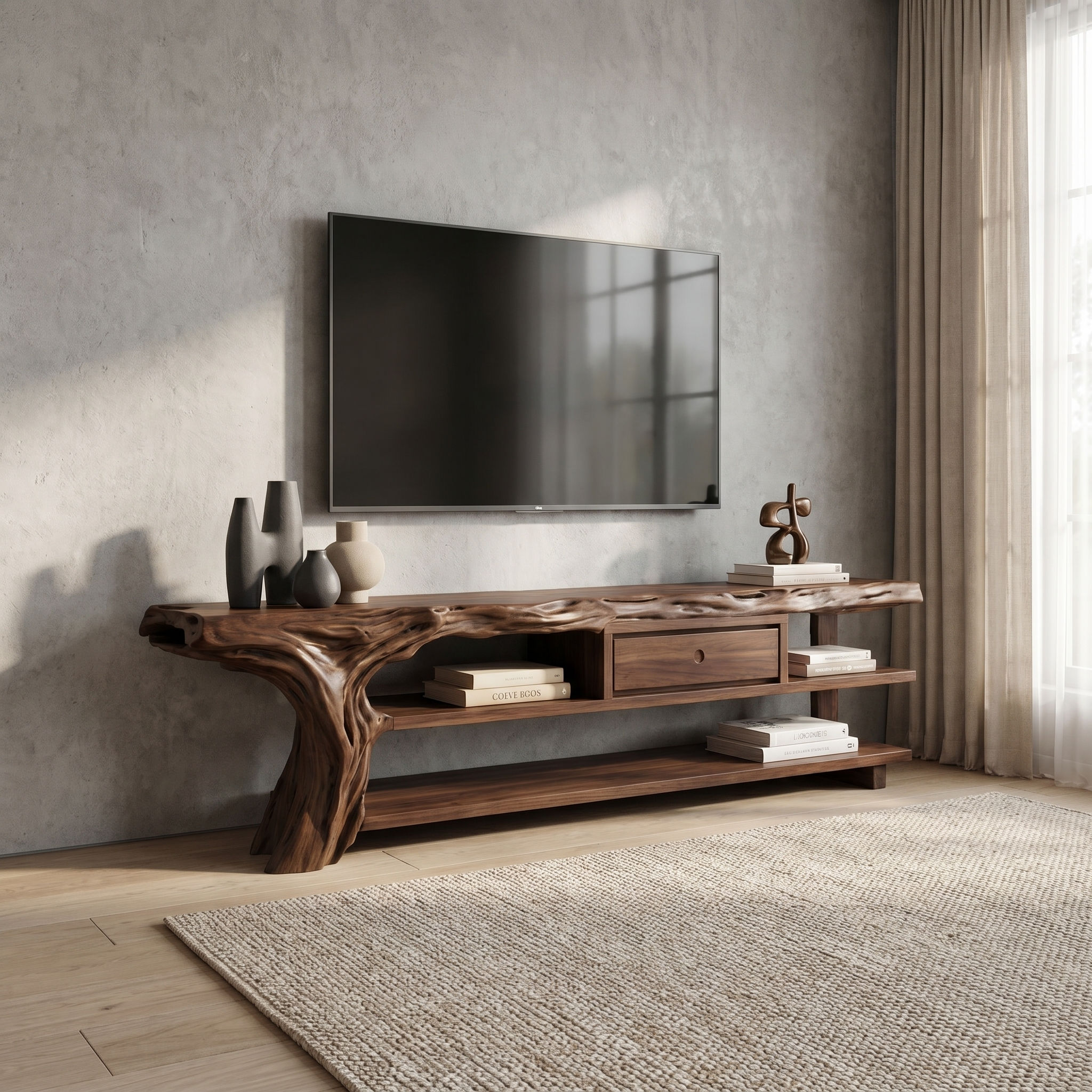 Rustic TV Stand Console For Living Room And Family Area