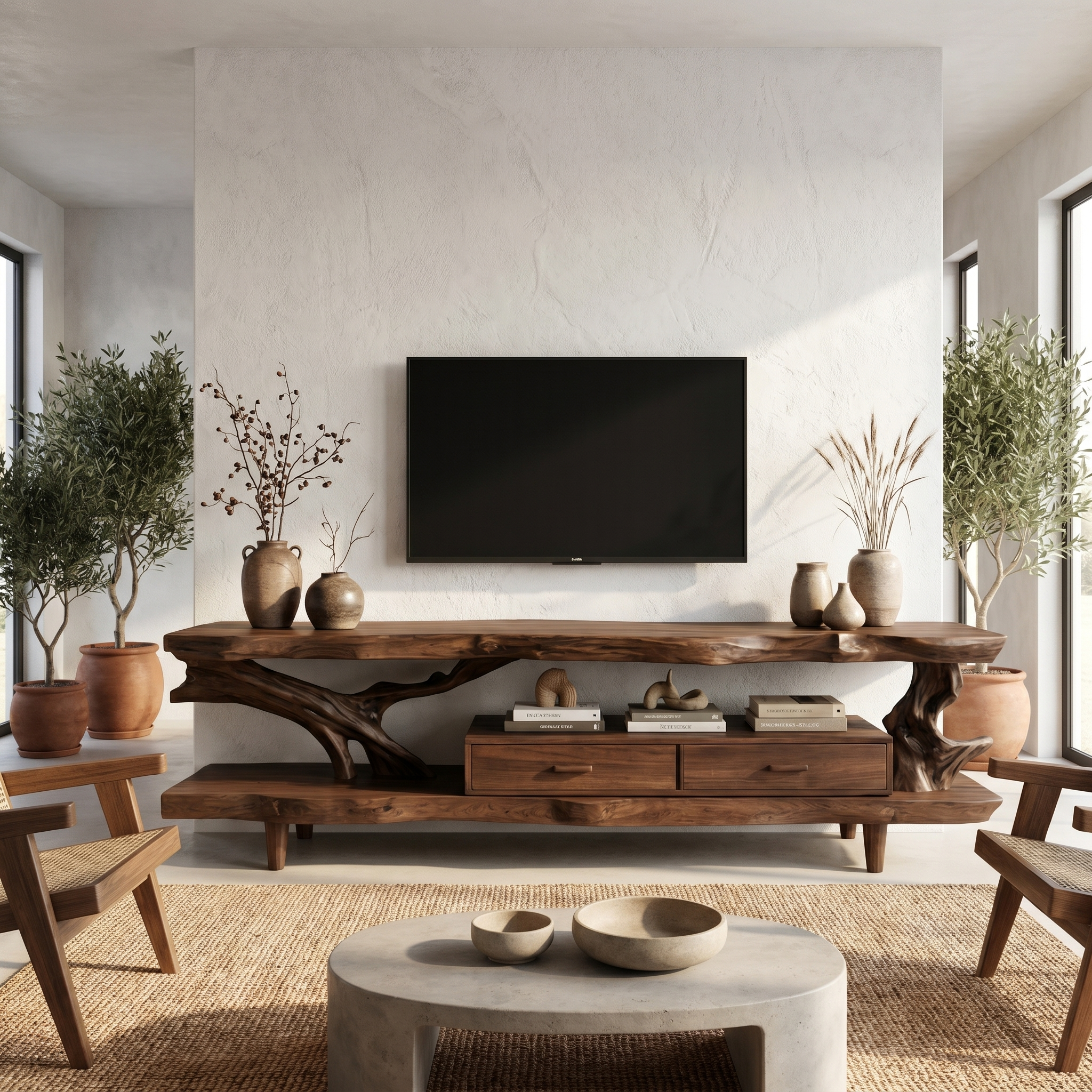 Rustic TV Console Table For Living Room And Interior Design