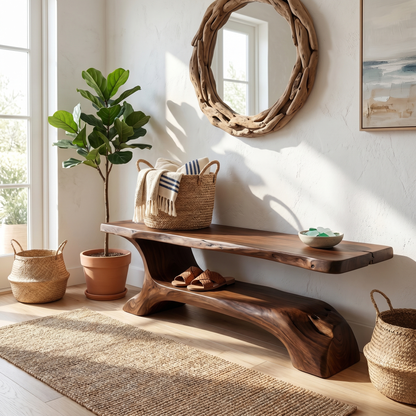 Rustic Shoe Bench Hallway Living Room Entryway