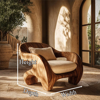 Organic Armchair Sculptural Wood Frame Design For Living Room